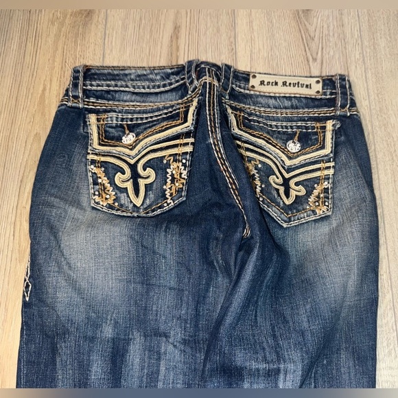 Rock Revival Kai Capri crop cropped Women's Blue Jeans denim - Picture 3 of 7